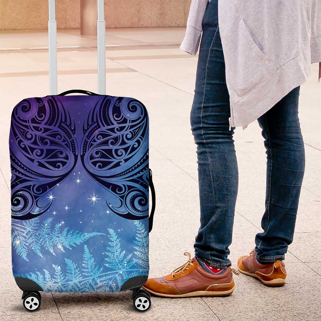 New Zealand Matariki Luggage Cover Aotearoa Maori New Year Galaxy Maori Silver Fern