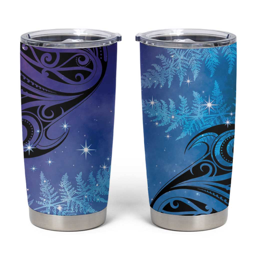 New Zealand Matariki Tumbler Cup Aotearoa Maori New Year Galaxy Maori Silver Fern LT14 Blue - Polynesian Pride