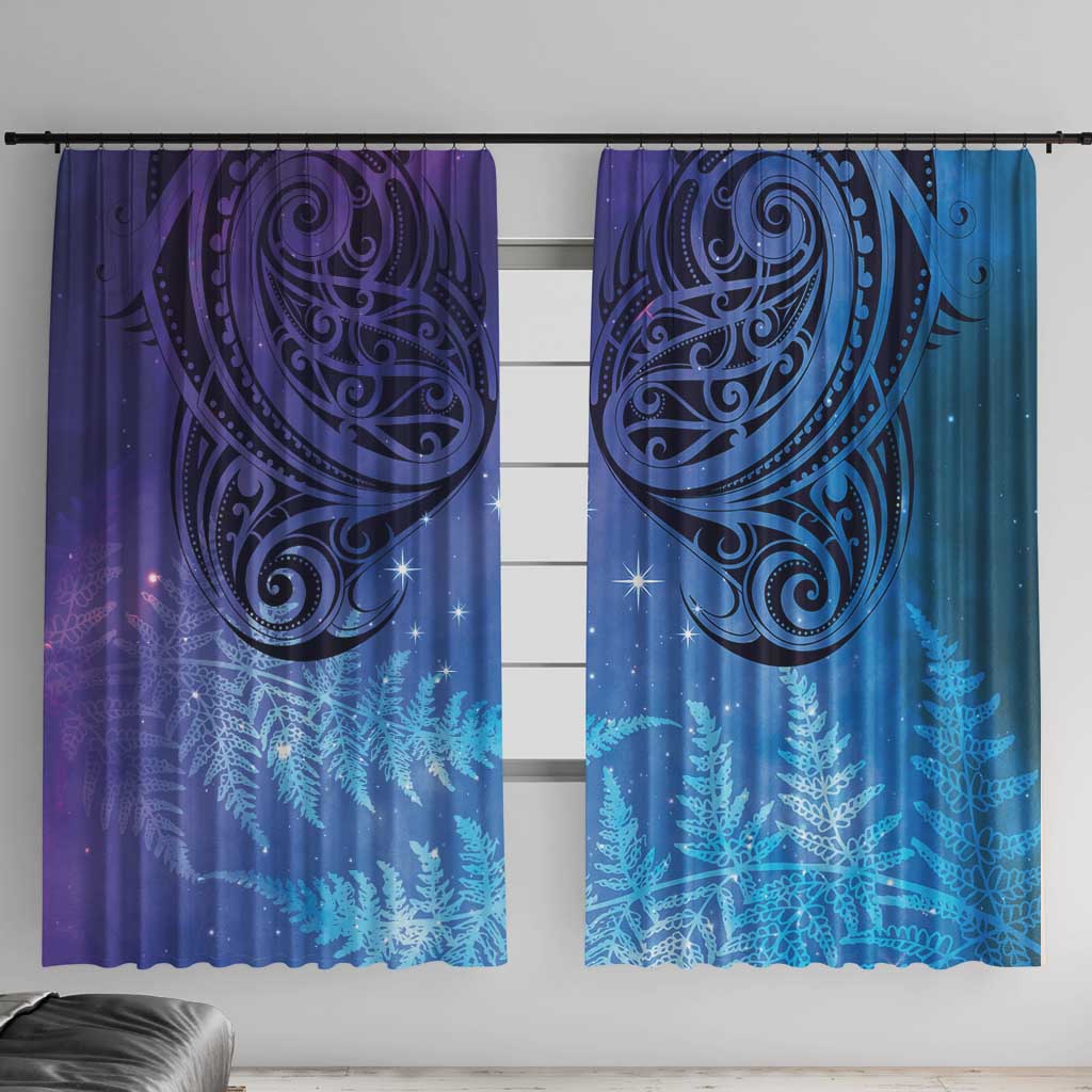 New Zealand Matariki Window Curtain Aotearoa Maori New Year Galaxy Maori Silver Fern