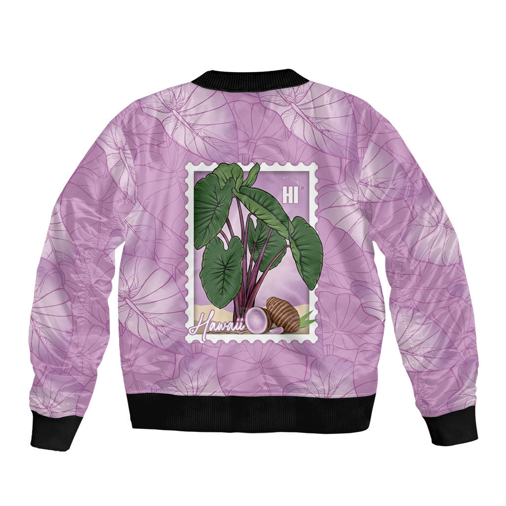 Aloha Hawaii Kalo Bomber Jacket Hawaiian Taro Leaves Stylized Stamp LT14 - Polynesian Pride