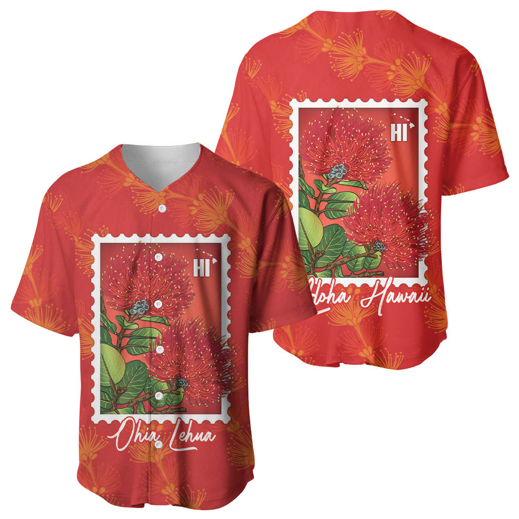 Aloha Hawaii Ohia Lehua Baseball Jersey Hawaiian Lei Stylized Stamp LT14 - Polynesian Pride