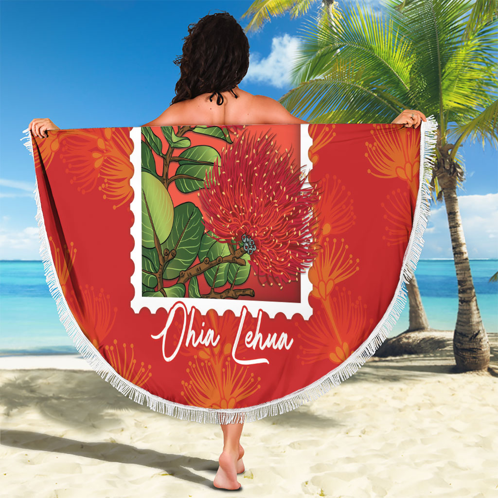 Aloha Hawaii Ohia Lehua Beach Blanket Hawaiian Lei Stylized Stamp LT14 - Polynesian Pride