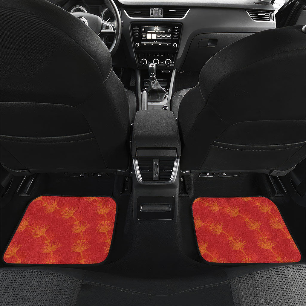 Aloha Hawaii Ohia Lehua Car Mats Hawaiian Lei Stylized Stamp LT14 Set 2pcs - Back Red - Polynesian Pride