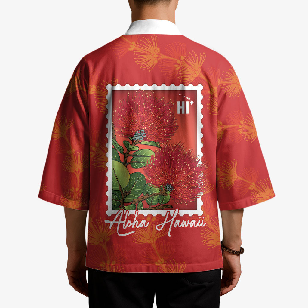Aloha Hawaii Ohia Lehua Kimono Hawaiian Lei Stylized Stamp LT14 - Polynesian Pride