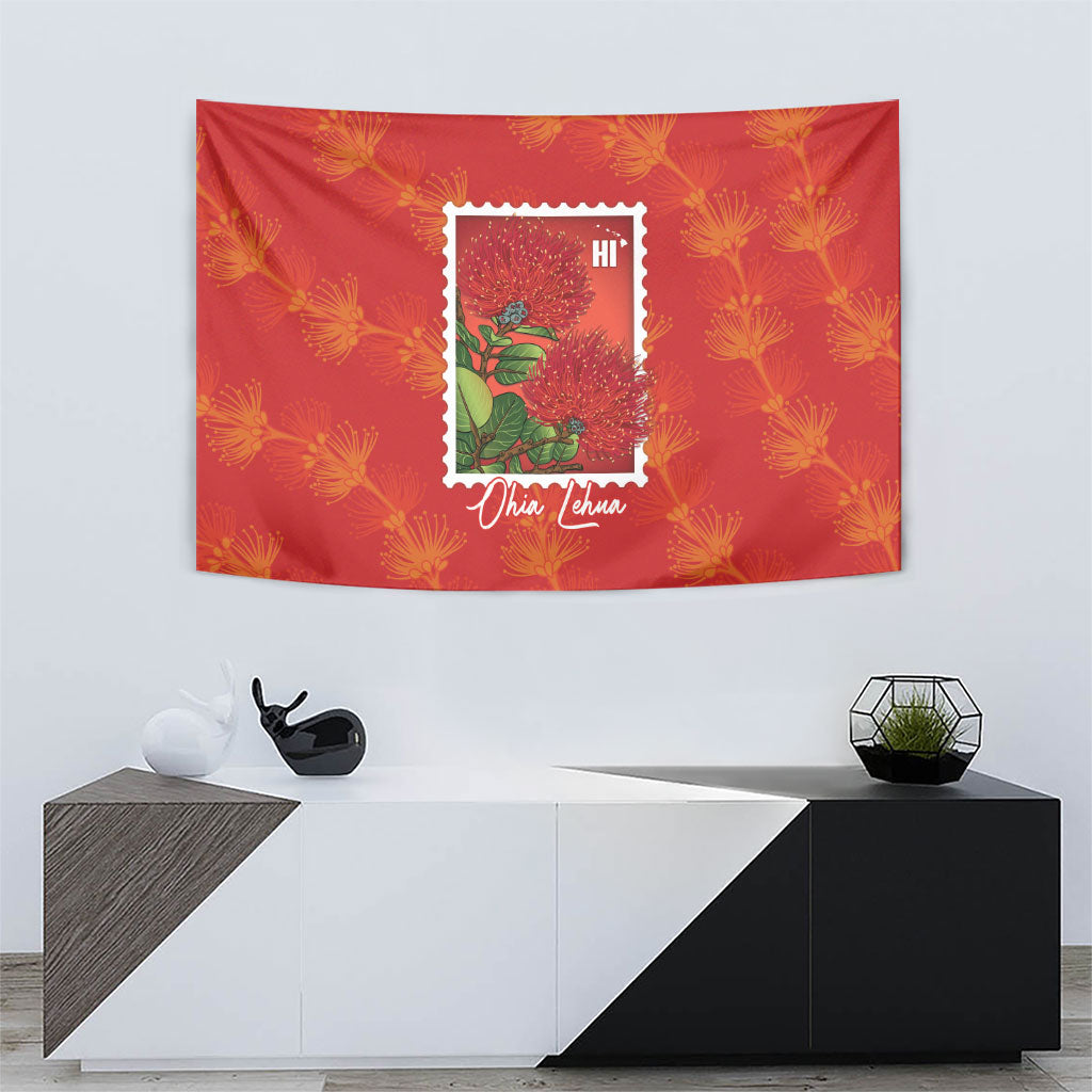 Aloha Hawaii Ohia Lehua Tapestry Hawaiian Lei Stylized Stamp LT14 - Polynesian Pride