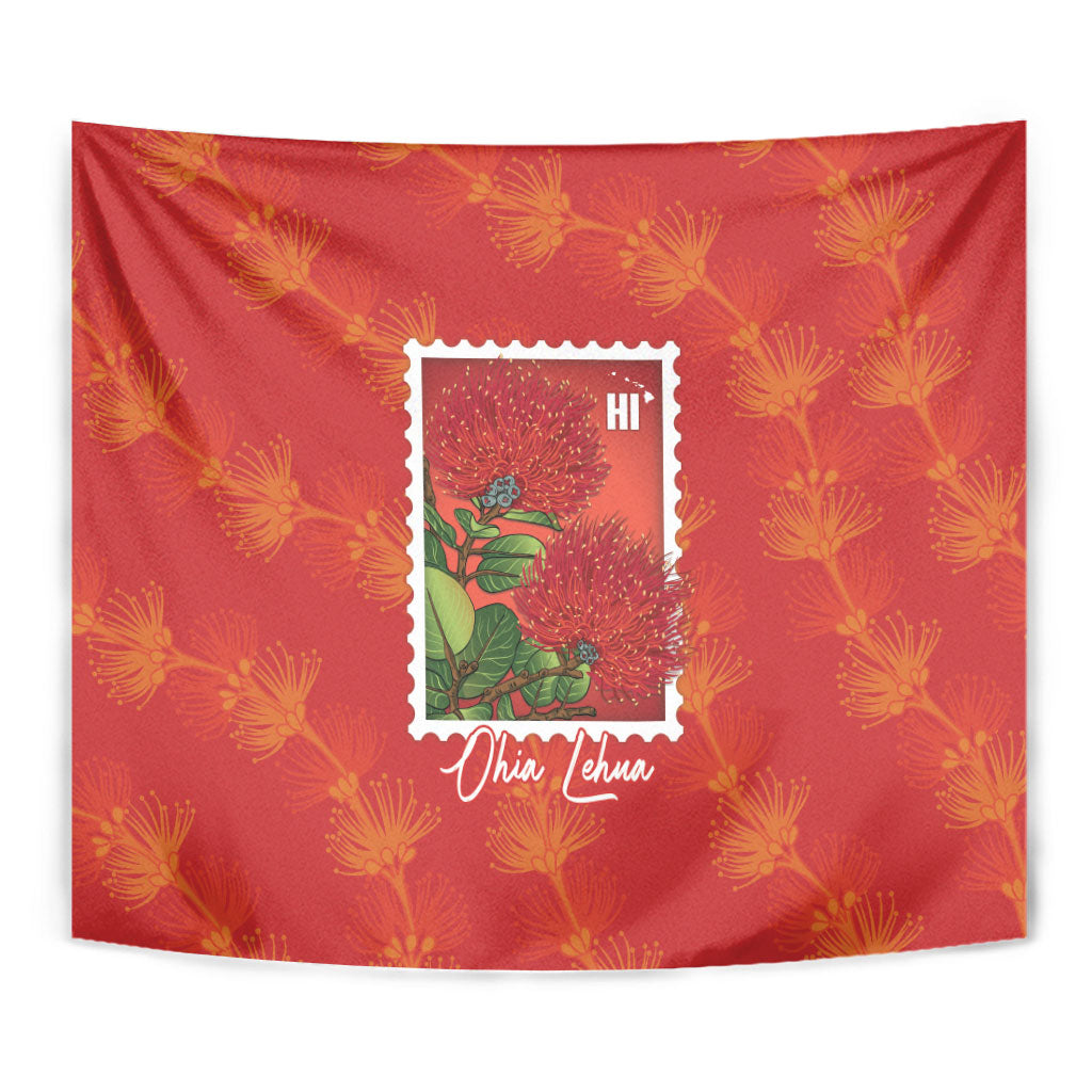 Aloha Hawaii Ohia Lehua Tapestry Hawaiian Lei Stylized Stamp LT14 - Polynesian Pride
