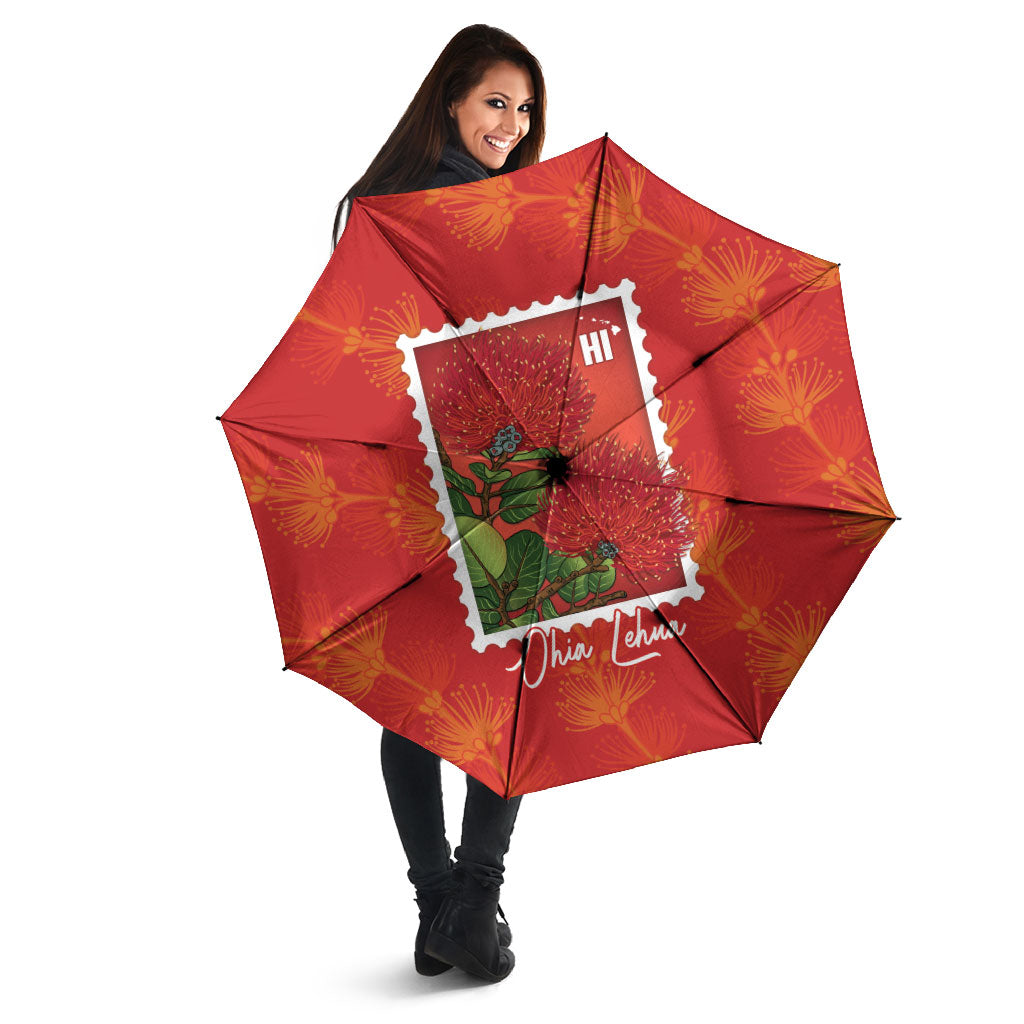 Aloha Hawaii Ohia Lehua Umbrella Hawaiian Lei Stylized Stamp LT14 - Polynesian Pride