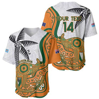 Custom Fiji And Australia Rugby Baseball Jersey Fijian Palm Tree Mix Aussie Kangaroo LT14 - Polynesian Pride