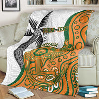 Custom Fiji And Australia Rugby Blanket Fijian Palm Tree Mix Aussie Kangaroo LT14 - Polynesian Pride