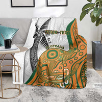 Custom Fiji And Australia Rugby Blanket Fijian Palm Tree Mix Aussie Kangaroo LT14 - Polynesian Pride