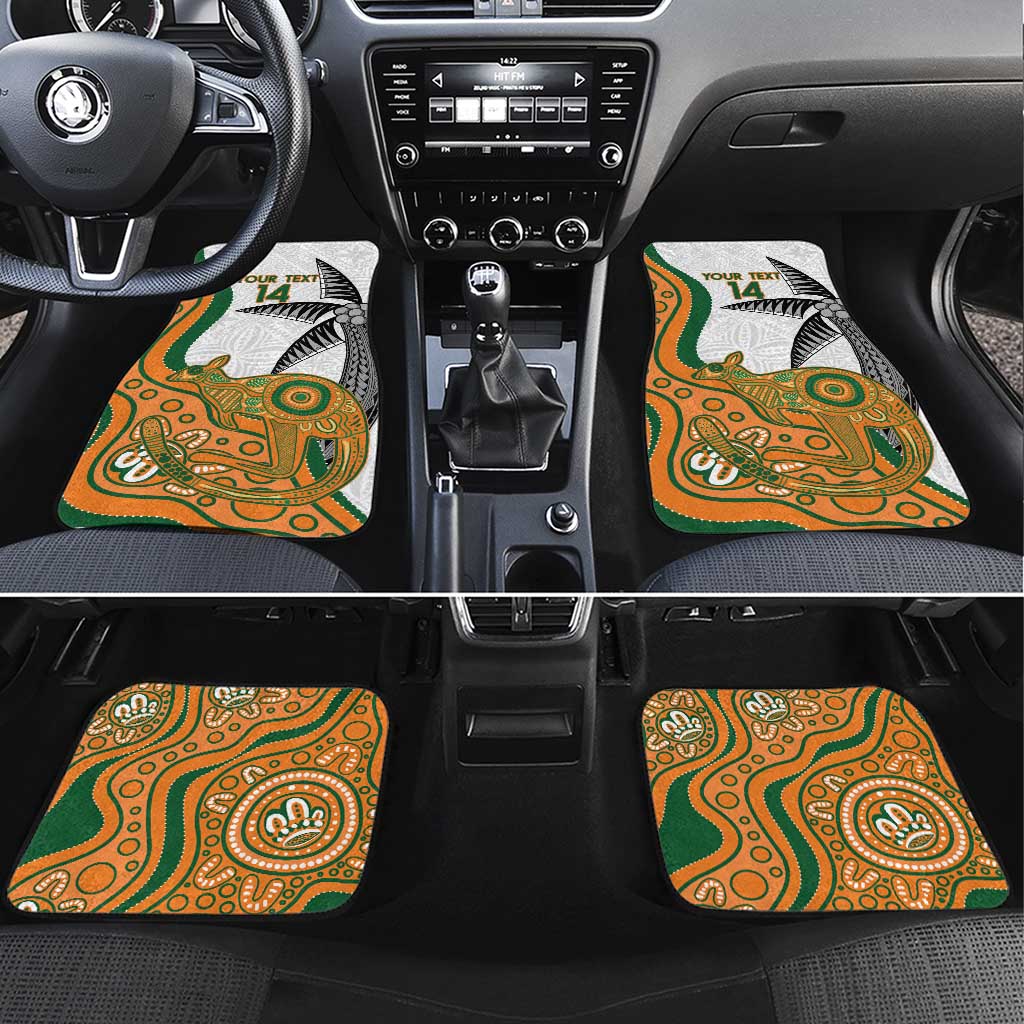 Custom Fiji And Australia Rugby Car Mats Fijian Palm Tree Mix Aussie Kangaroo LT14 Set 4pcs Gold - Polynesian Pride