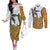 Custom Fiji And Australia Rugby Couples Matching Off The Shoulder Long Sleeve Dress and Long Sleeve Button Shirt Fijian Palm Tree Mix Aussie Kangaroo