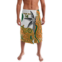 Custom Fiji And Australia Rugby Lavalava Fijian Palm Tree Mix Aussie Kangaroo LT14 Gold - Polynesian Pride