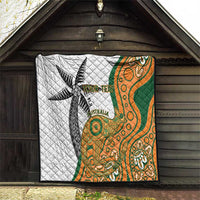 Custom Fiji And Australia Rugby Quilt Fijian Palm Tree Mix Aussie Kangaroo LT14 - Polynesian Pride