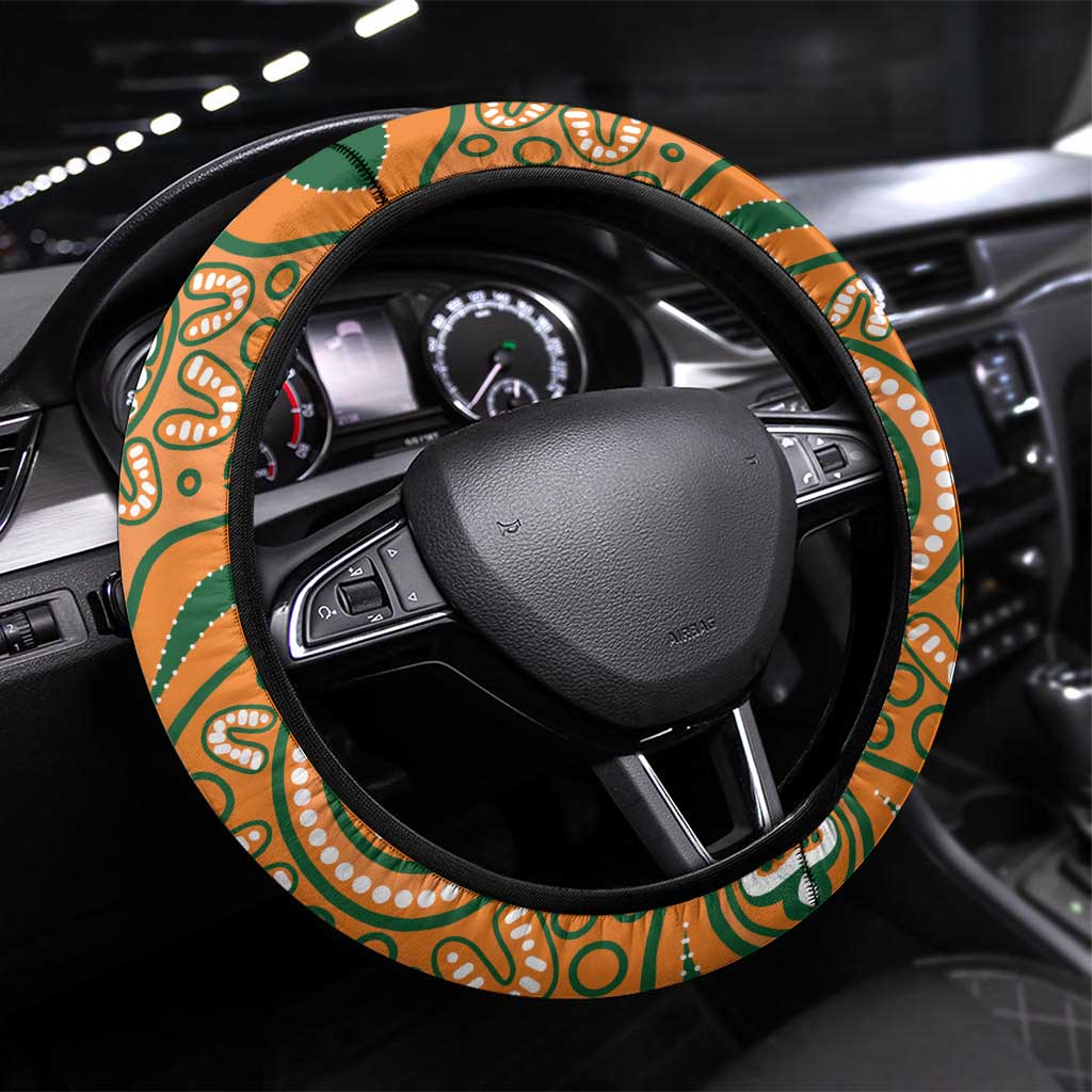 Fiji And Australia Rugby Steering Wheel Cover Fijian Palm Tree Mix Aussie Kangaroo