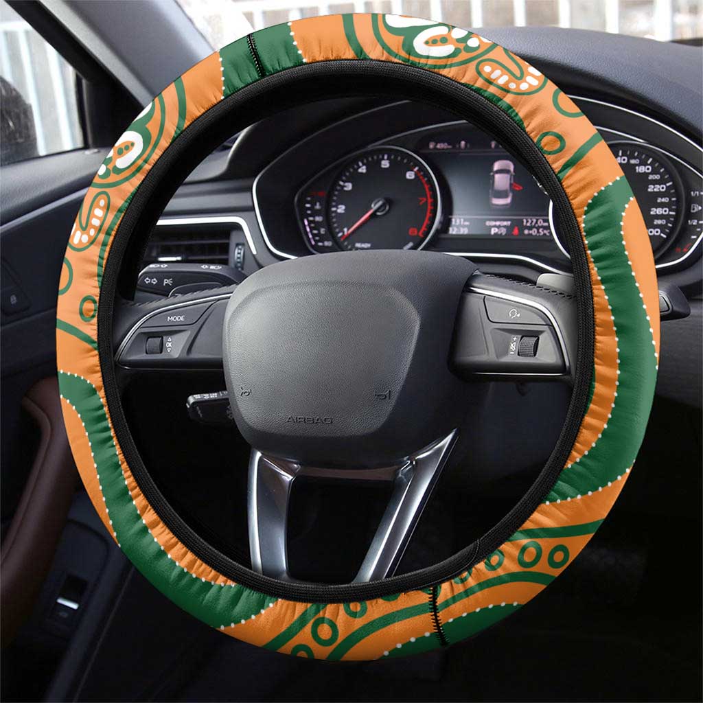 Fiji And Australia Rugby Steering Wheel Cover Fijian Palm Tree Mix Aussie Kangaroo LT14 - Polynesian Pride