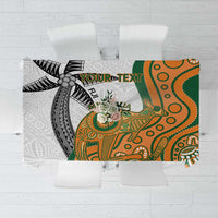 Custom Fiji And Australia Rugby Tablecloth Fijian Palm Tree Mix Aussie Kangaroo LT14 Gold - Polynesian Pride