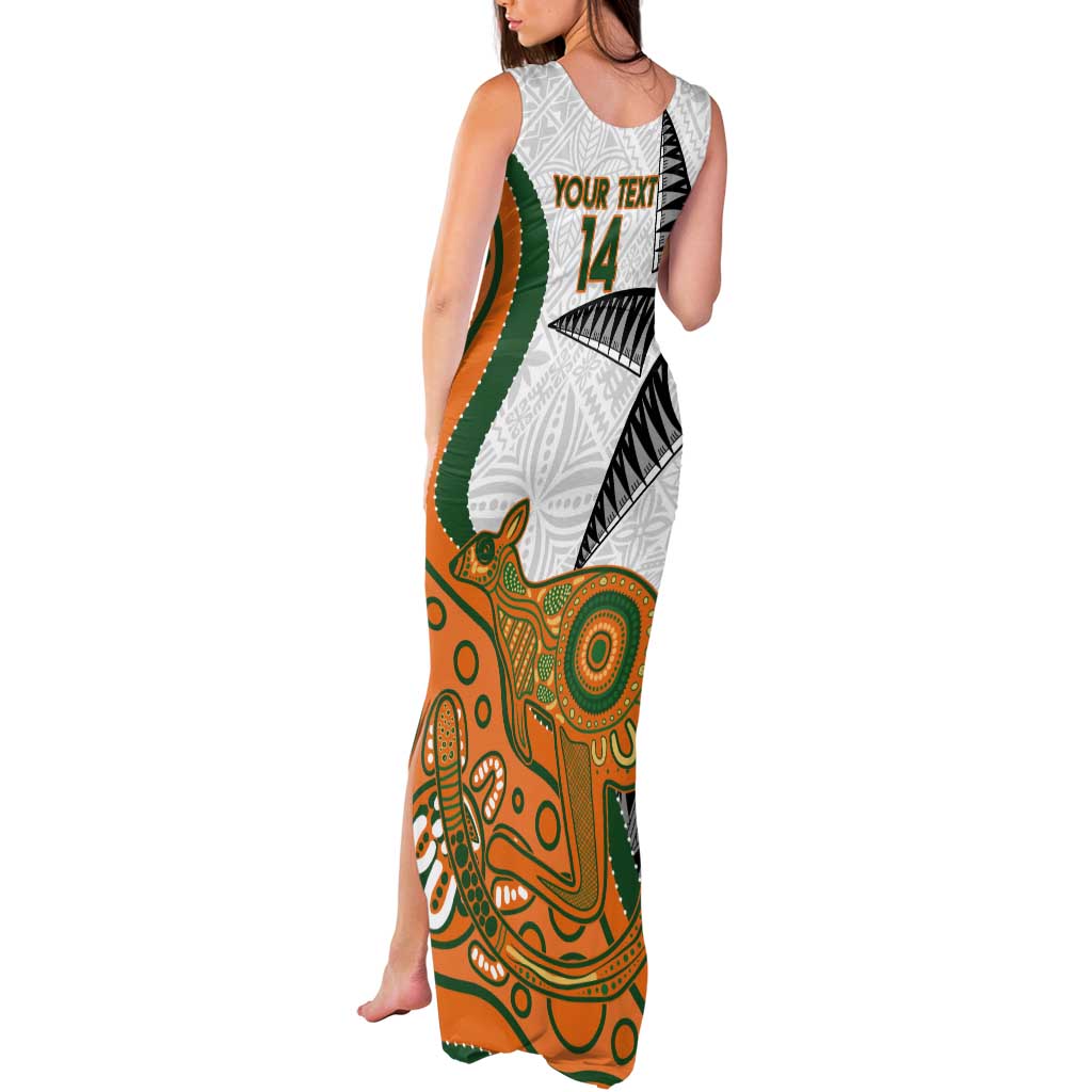 Custom Fiji And Australia Rugby Tank Maxi Dress Fijian Palm Tree Mix Aussie Kangaroo LT14 - Polynesian Pride