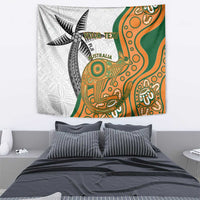 Custom Fiji And Australia Rugby Tapestry Fijian Palm Tree Mix Aussie Kangaroo LT14 - Polynesian Pride