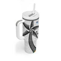 Fiji And Australia Rugby Tumbler With Handle Fijian Palm Tree Mix Aussie Kangaroo LT14 - Polynesian Pride