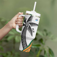 Fiji And Australia Rugby Tumbler With Handle Fijian Palm Tree Mix Aussie Kangaroo LT14 - Polynesian Pride