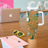 Fiji And Australia Rugby Tumbler With Handle Fijian Palm Tree Mix Aussie Kangaroo LT14 - Polynesian Pride