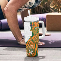 Fiji And Australia Rugby Tumbler With Handle Fijian Palm Tree Mix Aussie Kangaroo LT14 - Polynesian Pride