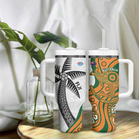 Fiji And Australia Rugby Tumbler With Handle Fijian Palm Tree Mix Aussie Kangaroo LT14 - Polynesian Pride