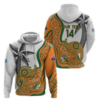 Custom Fiji And Australia Rugby Zip Hoodie Fijian Palm Tree Mix Aussie Kangaroo LT14 - Polynesian Pride