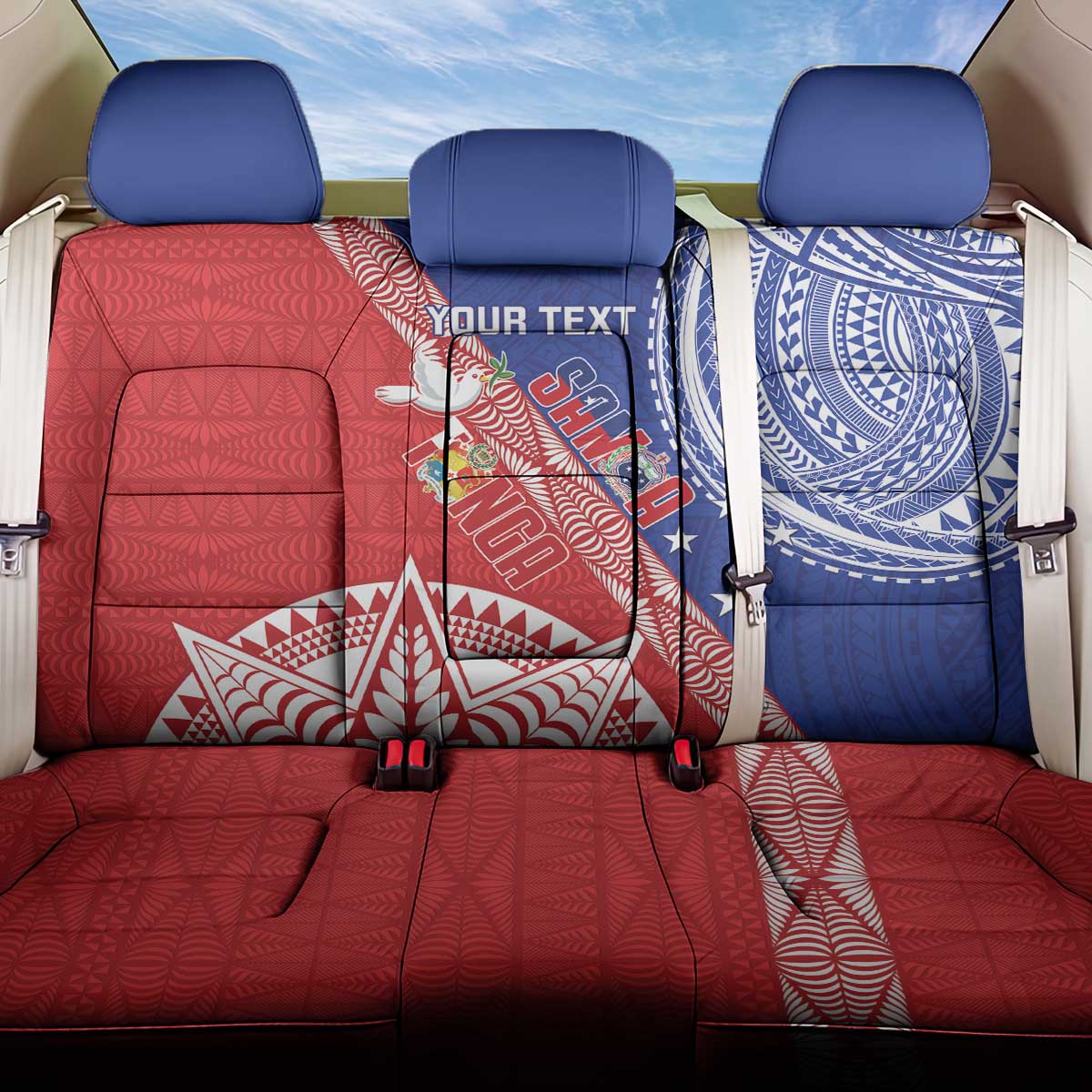 Tonga and Samoa Rugby Custom Back Car Seat Cover Ikale Tahi Manu Samoa Together LT14 One Size Red - Polynesian Pride