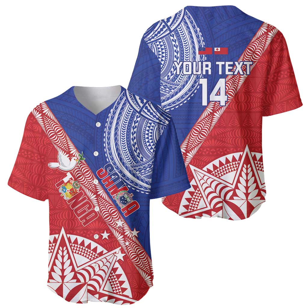 Tonga and Samoa Rugby Custom Baseball Jersey Ikale Tahi Manu Samoa Together LT14 - Polynesian Pride