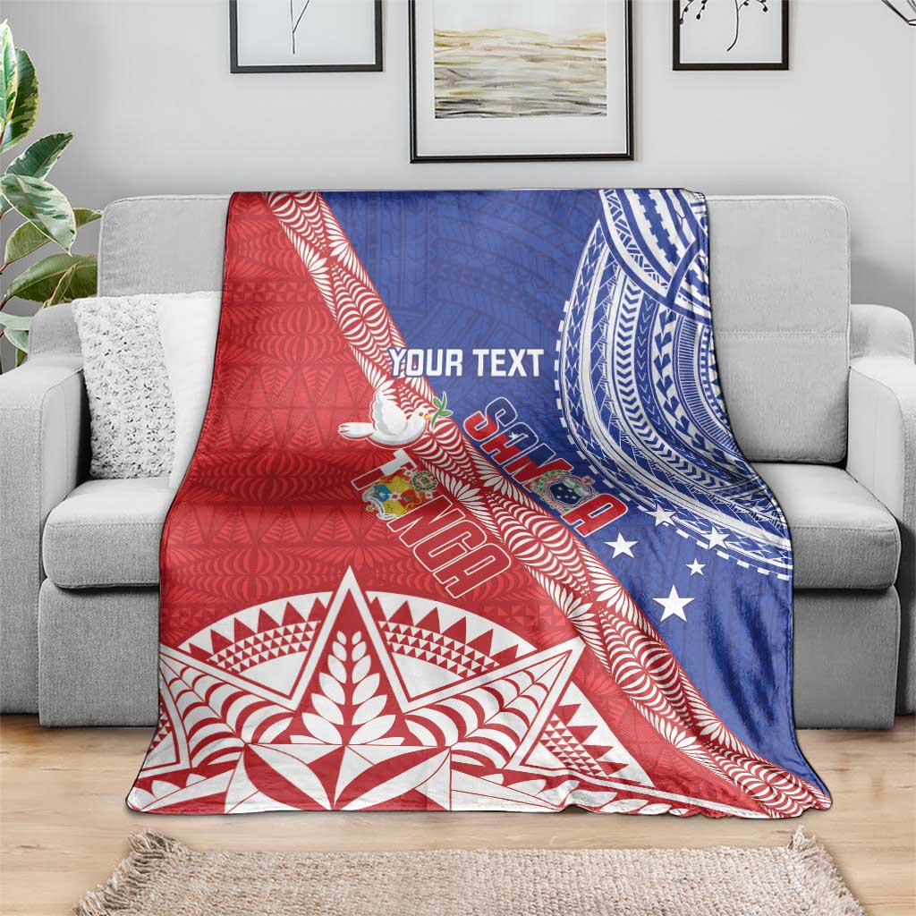 Tonga and Samoa Rugby Custom Blanket Ikale Tahi Manu Samoa Together LT14 - Polynesian Pride