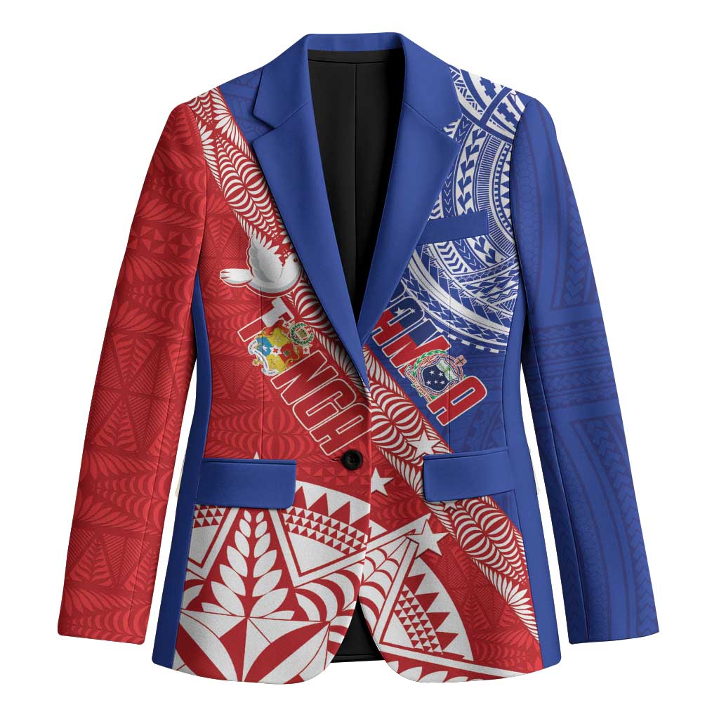 Tonga and Samoa Rugby Custom Blazer Ikale Tahi Manu Samoa Together LT14 Unisex Red - Polynesian Pride