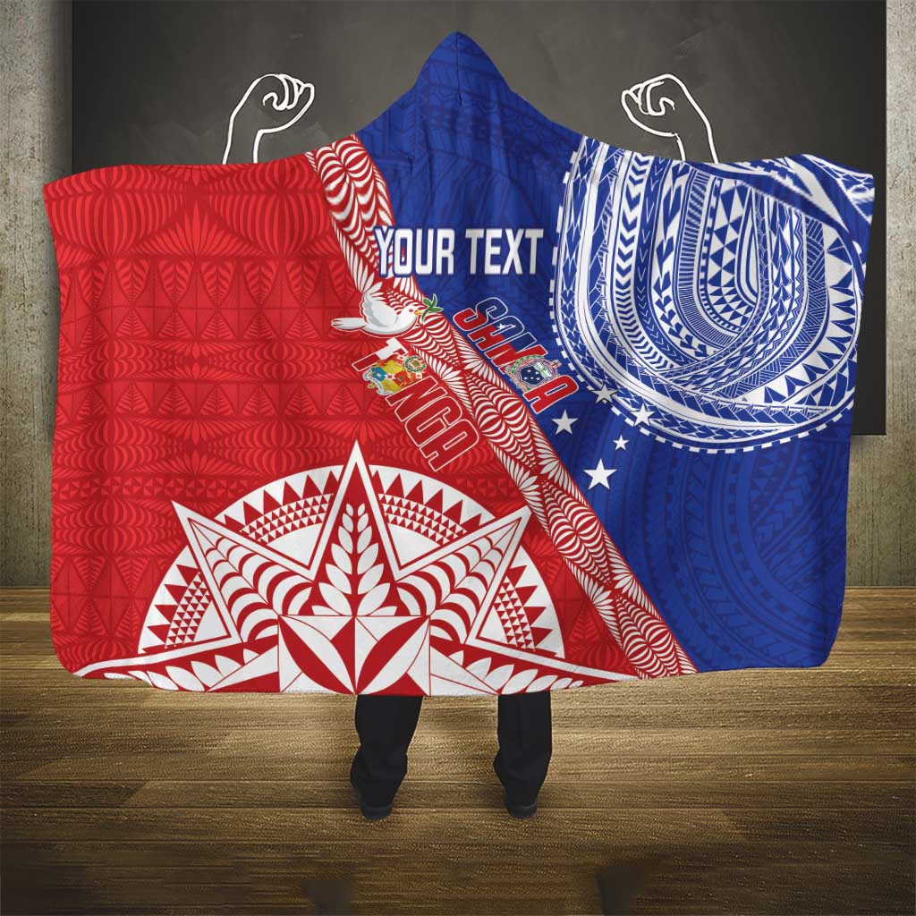 Tonga and Samoa Rugby Custom Hooded Blanket Ikale Tahi Manu Samoa Together LT14 - Polynesian Pride