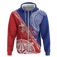 Tonga and Samoa Rugby Custom Hoodie Ikale Tahi Manu Samoa Together LT14 Zip Hoodie Red - Polynesian Pride