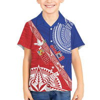 Tonga and Samoa Rugby Custom Kid Hawaiian Shirt Ikale Tahi Manu Samoa Together LT14 Kid Red - Polynesian Pride
