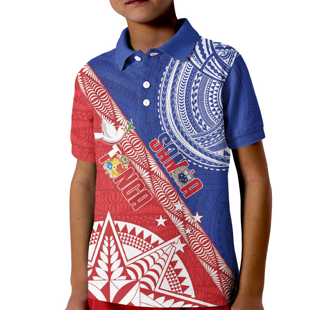 Tonga and Samoa Rugby Custom Kid Polo Shirt Ikale Tahi Manu Samoa Together LT14 Kid Red - Polynesian Pride