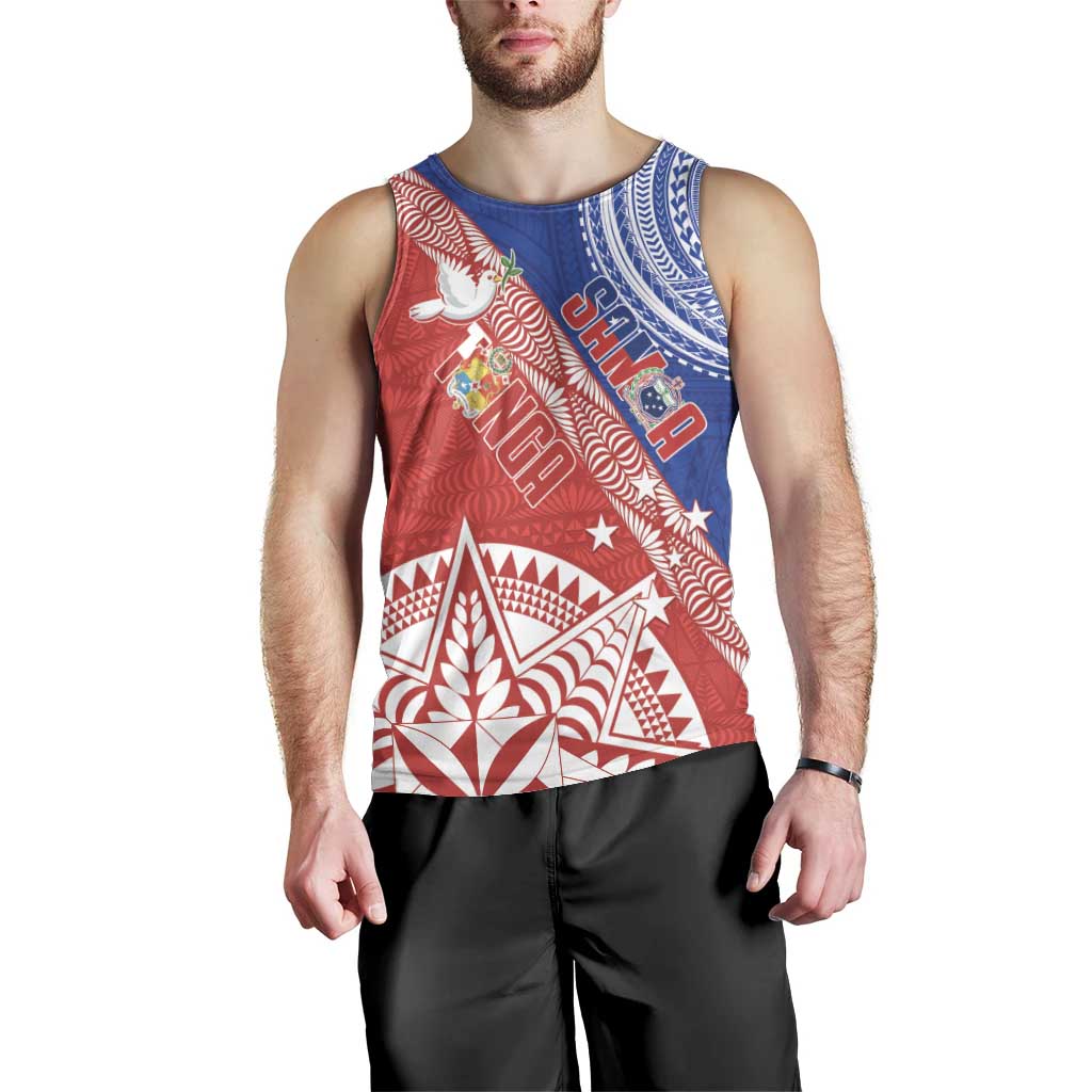 Tonga and Samoa Rugby Custom Men Tank Top Ikale Tahi Manu Samoa Together LT14 - Polynesian Pride