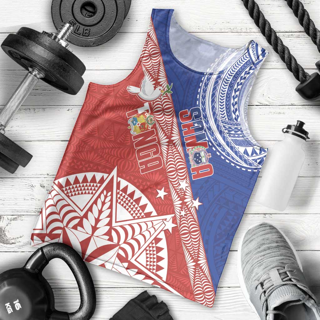 Tonga and Samoa Rugby Custom Men Tank Top Ikale Tahi Manu Samoa Together LT14 - Polynesian Pride