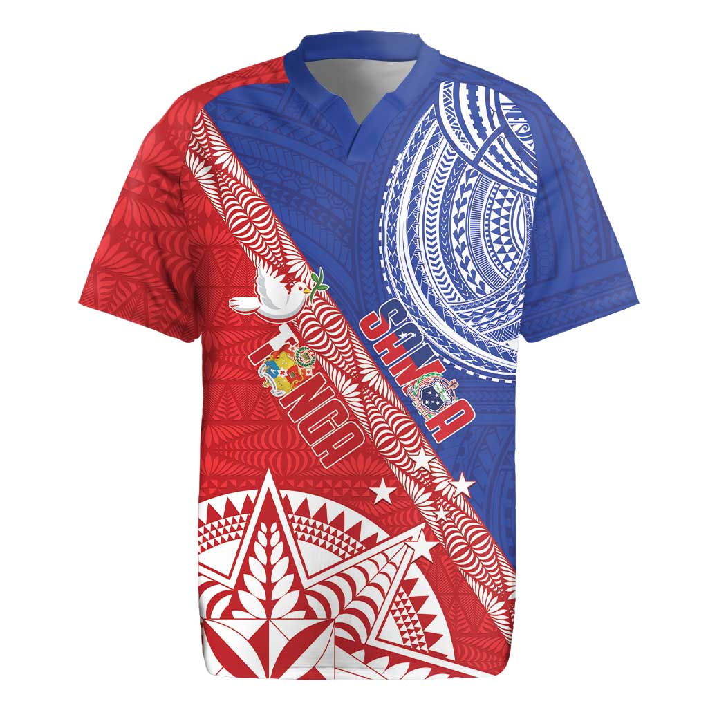 Tonga and Samoa Rugby Custom Rugby Jersey Ikale Tahi Manu Samoa Together LT14 Red - Polynesian Pride
