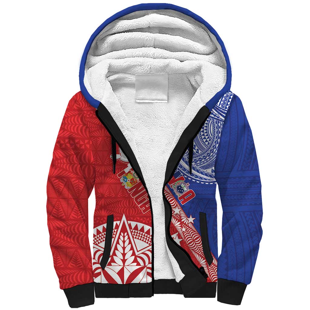 Tonga and Samoa Rugby Custom Sherpa Hoodie Ikale Tahi Manu Samoa Together LT14 Unisex Red - Polynesian Pride