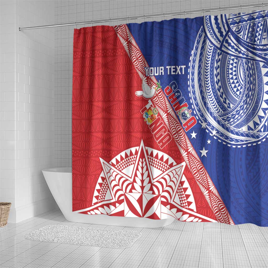Tonga and Samoa Rugby Custom Shower Curtain Ikale Tahi Manu Samoa Together LT14 - Polynesian Pride