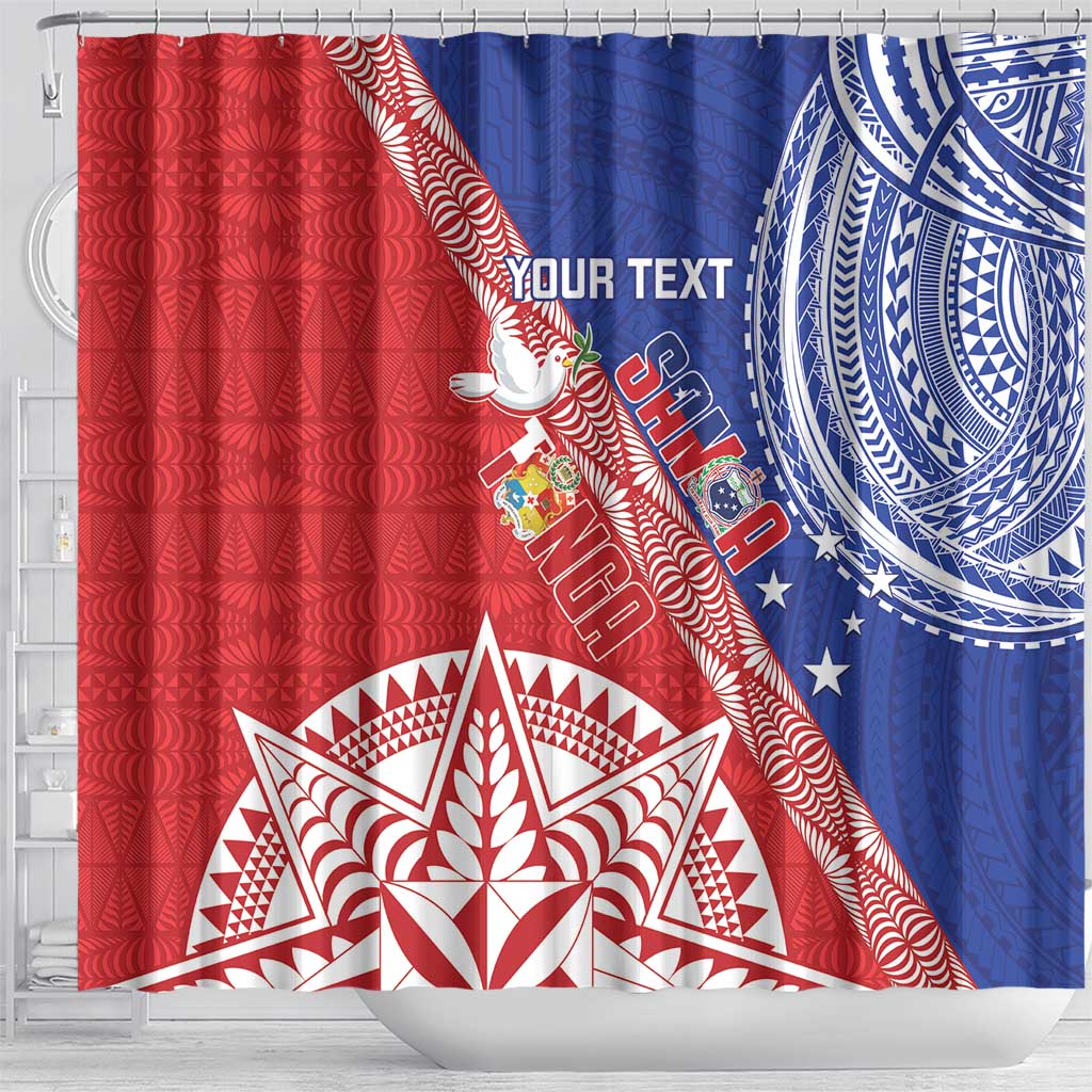 Tonga and Samoa Rugby Custom Shower Curtain Ikale Tahi Manu Samoa Together LT14 - Polynesian Pride