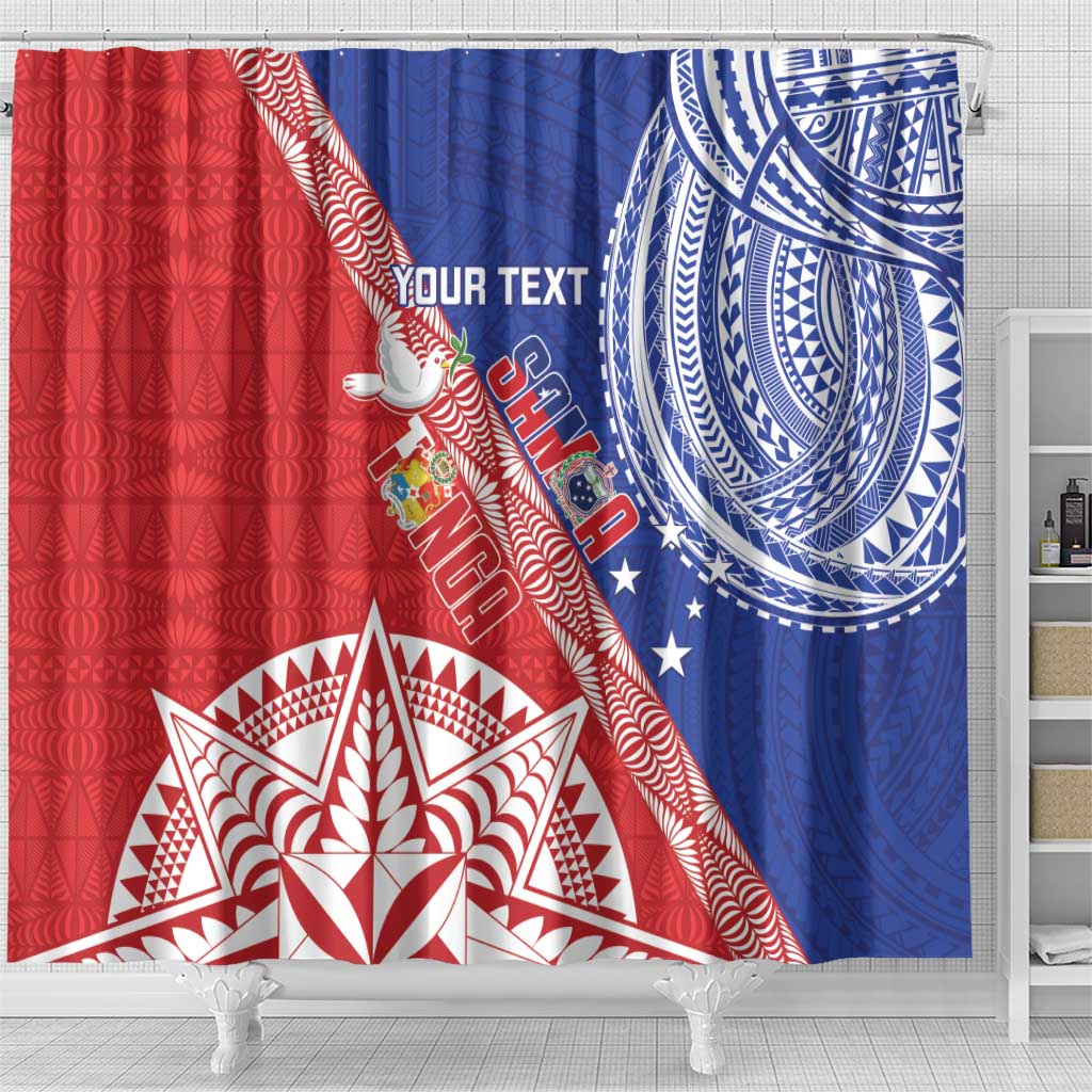 Tonga and Samoa Rugby Custom Shower Curtain Ikale Tahi Manu Samoa Together LT14 - Polynesian Pride