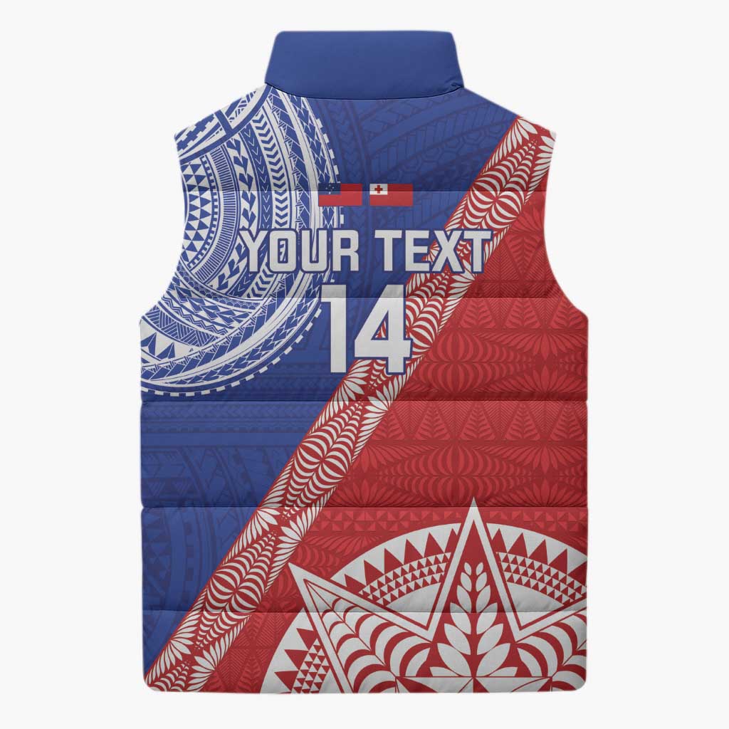 Tonga and Samoa Rugby Custom Sleeveless Puffer Jacket Ikale Tahi Manu Samoa Together LT14 - Polynesian Pride