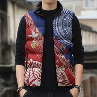 Tonga and Samoa Rugby Custom Sleeveless Puffer Jacket Ikale Tahi Manu Samoa Together LT14 - Polynesian Pride
