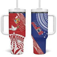 Tonga and Samoa Rugby Tumbler With Handle Ikale Tahi Manu Samoa Together LT14 One Size: 40 oz Red - Polynesian Pride
