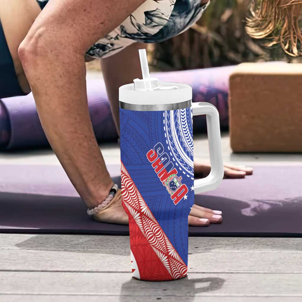 Tonga and Samoa Rugby Tumbler With Handle Ikale Tahi Manu Samoa Together LT14 - Polynesian Pride