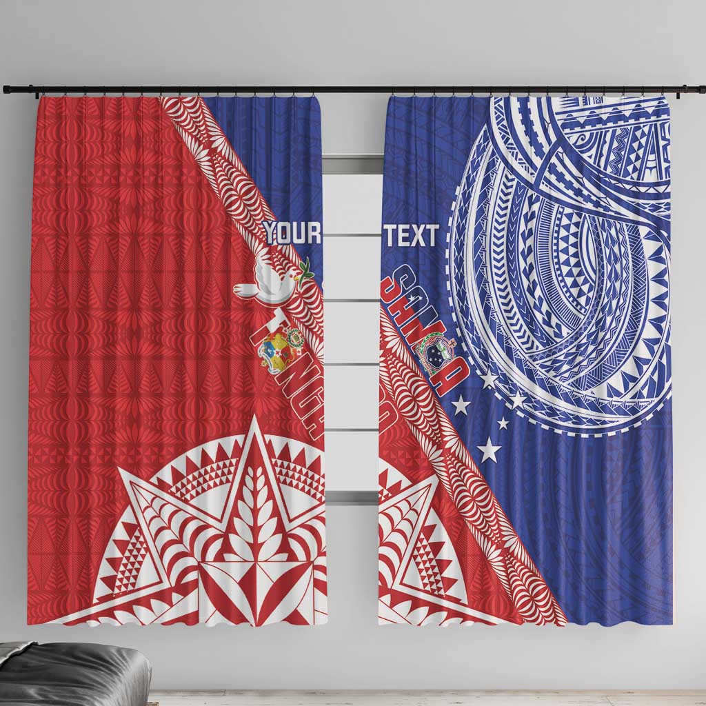Tonga and Samoa Rugby Custom Window Curtain Ikale Tahi Manu Samoa Together LT14 With Hooks Red - Polynesian Pride