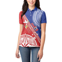 Tonga and Samoa Rugby Custom Women Polo Shirt Ikale Tahi Manu Samoa Together LT14 - Polynesian Pride